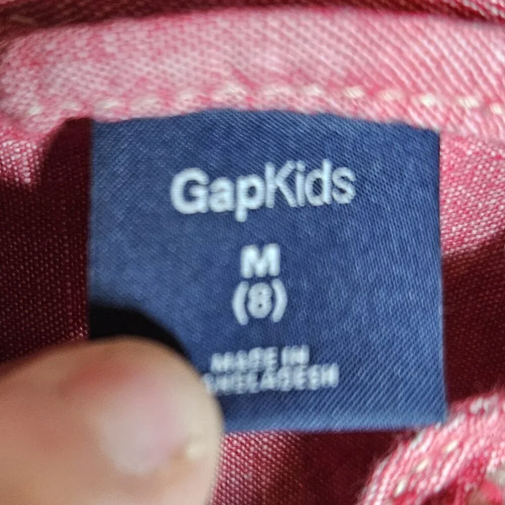 Gap Boys Red Denim Long Sleeve Button Down 8